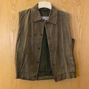 Thick and heavy green genuine leather vest.